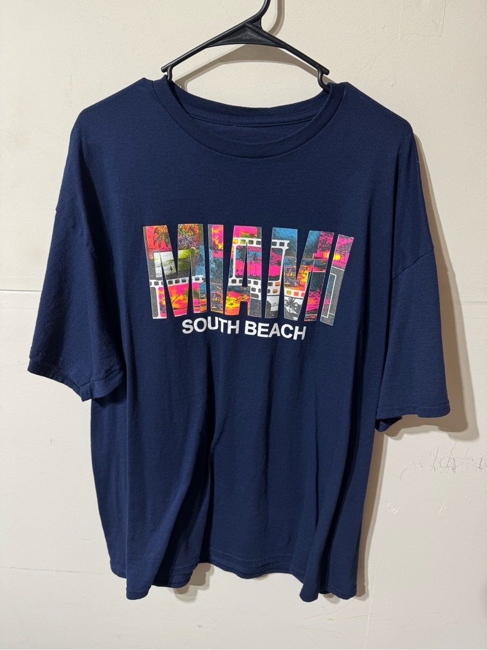 Miami South Beach Graphic Tee - Navy with Multicolor Print